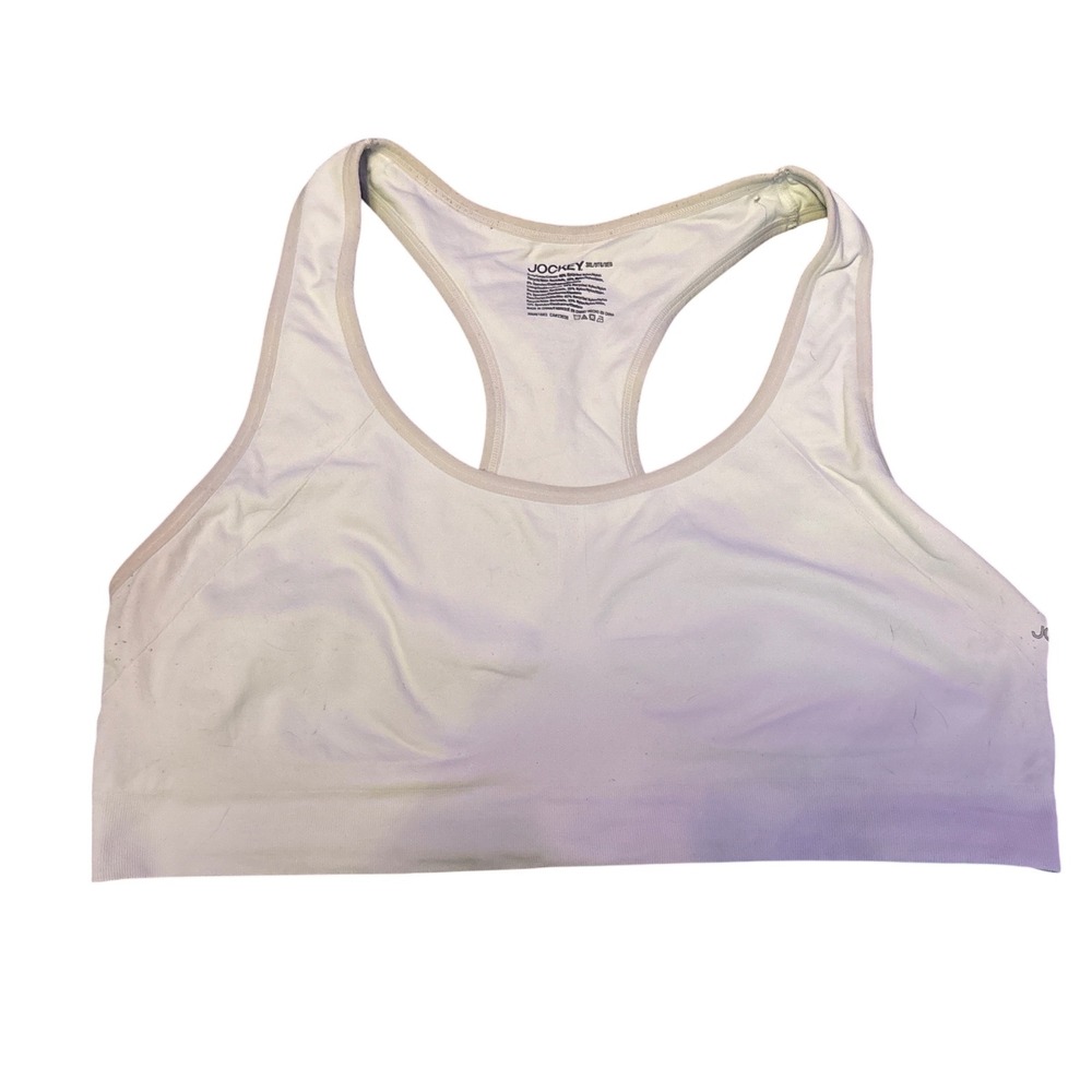 Jockey Womens White Plus Size Full Figure Racerback Seamless Sports Bra, Size 3X